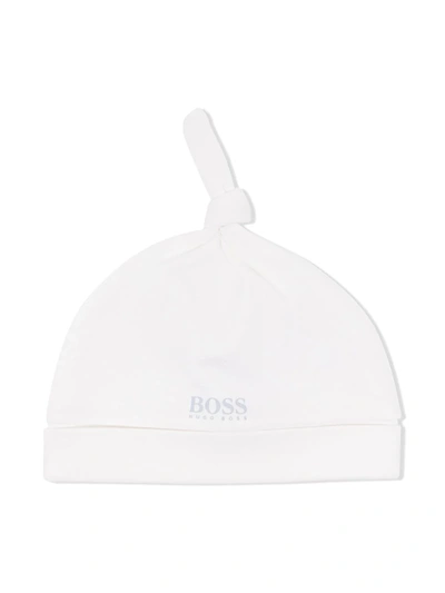 Bosswear Babies' Cotton Knot-detail Hat In 白色