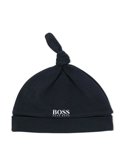 Bosswear Babies' Cotton Knot-detail Hat In 蓝色