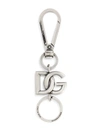 DOLCE & GABBANA LOGO-PLAQUE SILVER-TONE KEYRING