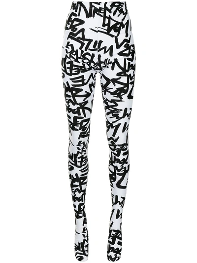 Comme Des Garçons Slogan Print High-rise Tights In 白色