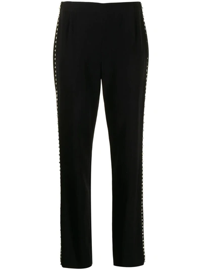 Pre-owned Versace Stud-detailing Tailored Trousers In Black