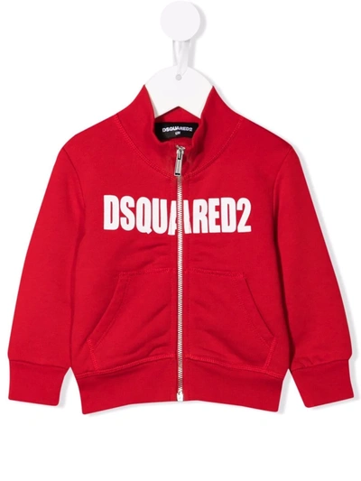 Dsquared2 Babies' Logo Print Zip-up Sweatshirt In 红色