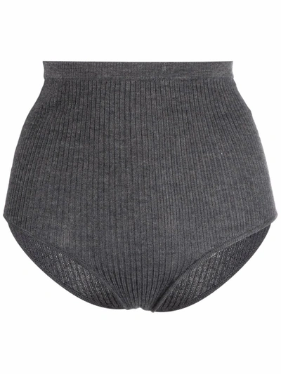 Loulou Studio Ribbed-knit High-waisted Briefs In Grey