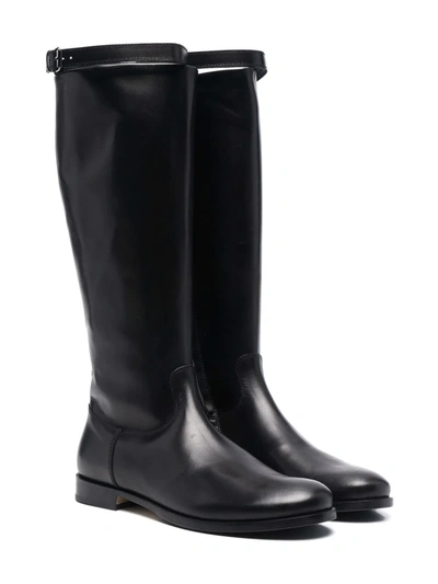 Gallucci Teen Polished Leather Boots In 黑色