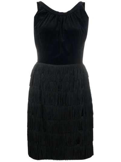 Pre-owned A.n.g.e.l.o. Vintage Cult 1960s Fringed Knee-length Dress In 黑色