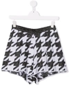 Simonetta Teen Houndstooth-pattern Knitted Shorts In 黑色
