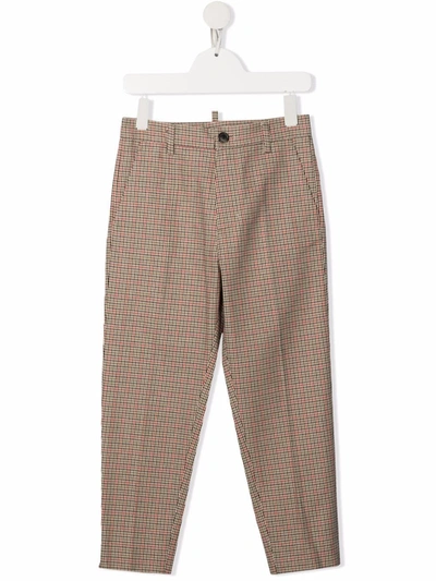 Dsquared2 Kids' Check-print Tailored Trousers In 中性色