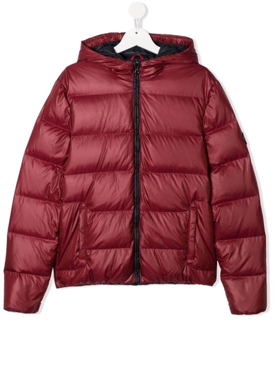 Fay Teen Hooded Puffer Jacket In Red