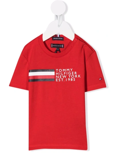 Tommy Hilfiger Junior Teen Logo-print Short-sleeved T-shirt In 红色