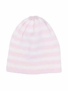 Little Bear Striped Virgin Wool Beanie In 粉色