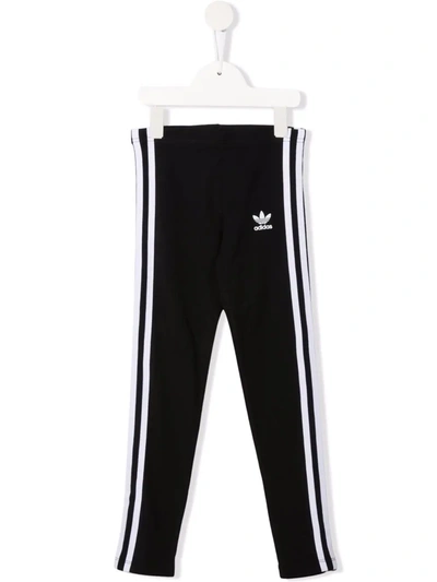 Adidas Originals Kids' Adidas Performance Black And White Stripes Capri Leggings