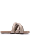 Yume Yume Beige Mule Tire In Vegan Leather Detail With Crossed Bands In Brown