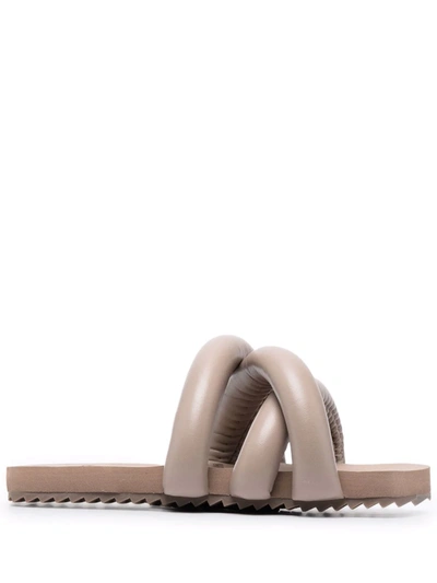 Yume Yume Beige Mule Tire In Vegan Leather Detail With Crossed Bands