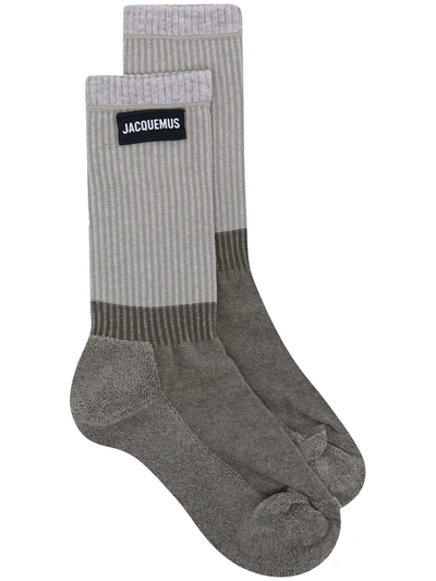 Jacquemus Inside-out Logo Socks In Grey