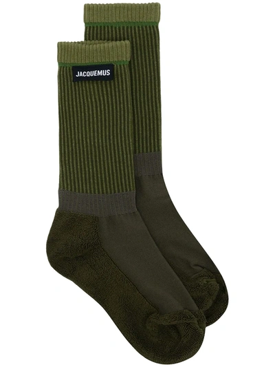 Jacquemus Inside-out Logo Socks In Green