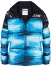 Moschino Faded-effect Logo Coat In Blue