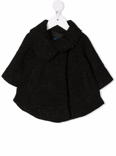 Fay Babies' Glitter-embellished Mid-length Coat In Black