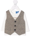 FAY HERRINGBONE-WAISTCOAT LAYERED TOP