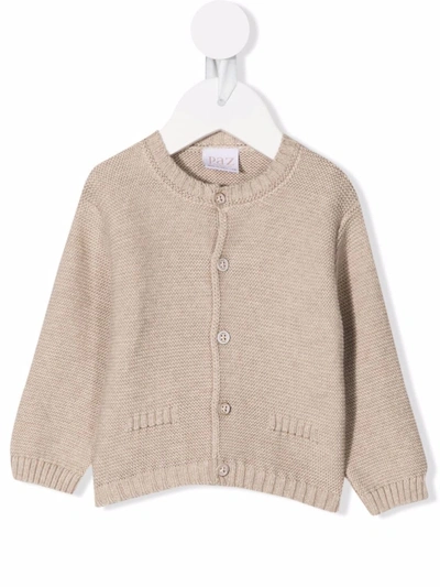 Paz Rodriguez Babies' Buttoned Wool-cashmere Cardigan In Brown