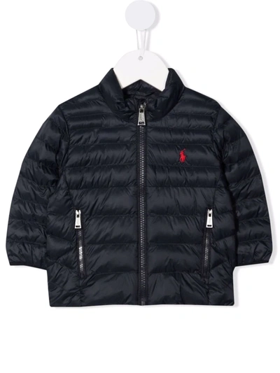 Polo Ralph Lauren Babies' Polo Poney Zip-up Padded Jacket In Blue