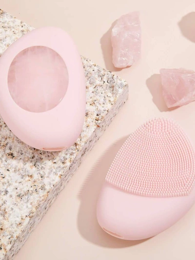 Laduora Liss Gemstone Facial Cleansing Brush & Massager In Pink