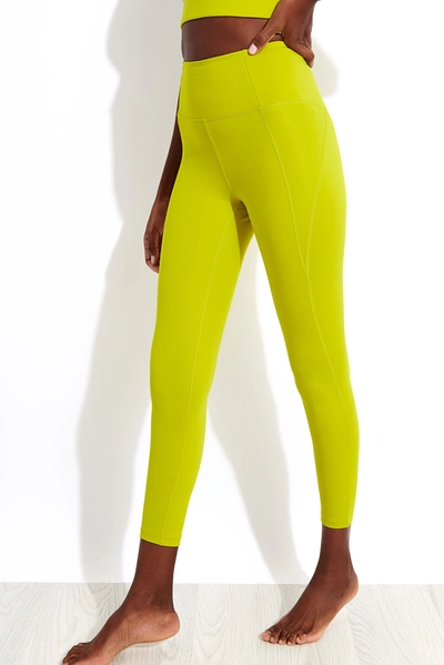 Girlfriend Collective Womens Chartreuse Compressive 7/8 High-rise Recycled Polyester-blend Leggings S In Multicolour