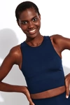 Girlfriend Collective Dylan Longline Racerback Sports Bra In Blue