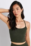 Beyond Yoga Spacedye Printed Slim Racerback Cropped Tank Top In Green