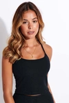 Beyond Yoga Spacedye Slim Racerback Cropped Tank Top In Darkest Night In Multicolour