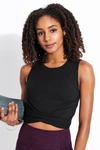 Alo Yoga Cover Twist-front Cropped Tank In Black