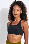 Nike Women's Alpha High-support Padded Striped Sports Bra In Black/black