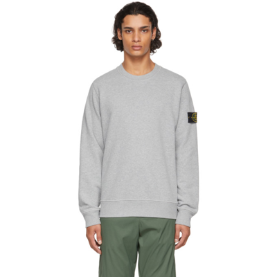 Stone Island Ribbed Neck Wool Knit Sweater In Gray