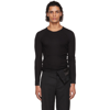 DION LEE BLACK Y-FRONT LAYERED LONG SLEEVE T-SHIRT