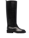 Via Roma 15 Round-toe Leather Boots In Schwarz