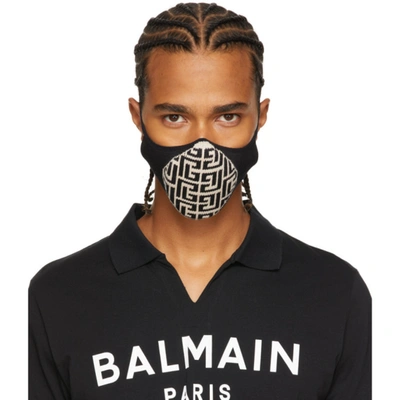 Balmain 经典logo提花口罩 In Edk Noir Ivoire