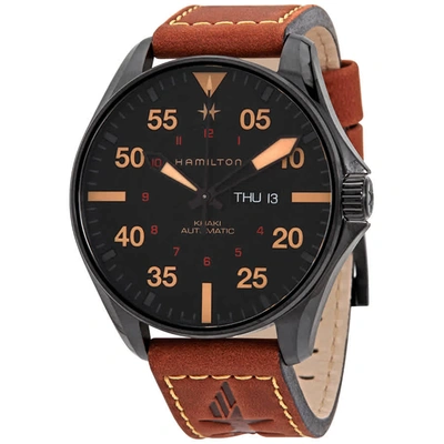Hamilton Khaki Pilot Automatic Black Dial Mens Watch H64705531 In Black / Brown / Khaki