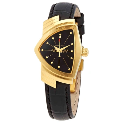 Hamilton Ventura Quartz Black Dial Asymmetric Watch H24101731 In Black / Gold Tone / Yellow