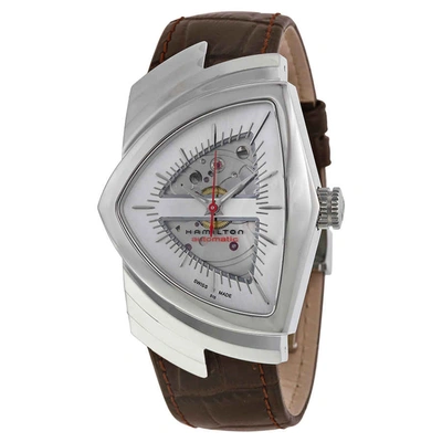 Hamilton American Ventura Automatic Shield Shaped Watch H24515551 In Brown / Silver / Skeleton