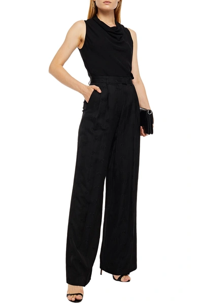 Paul & Joe Pleated Jacquard Wide-leg Pants In Black