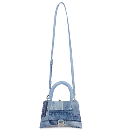 Balenciaga Hourglass Upcycled Denim Patchwork Top-handle Bag