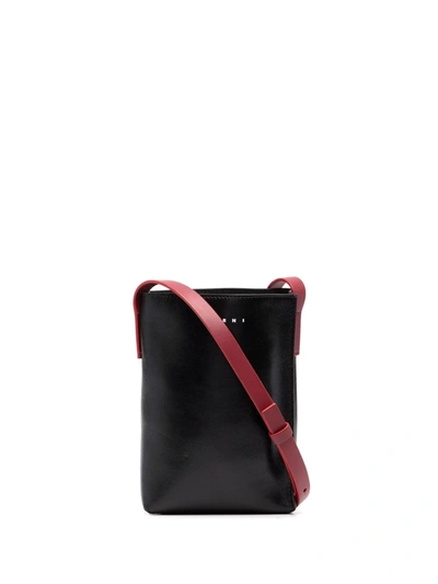 Marni Logo-print Single-strap Shoulder Bag In Black