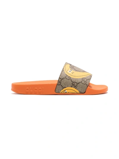 Gucci Kids' Nina Dzyvulska Print Slides In Orange