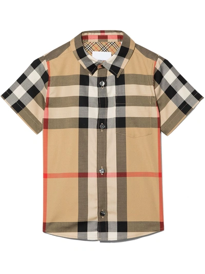 Burberry Babies' Vintage Check Short-sleeve Shirt In Brown