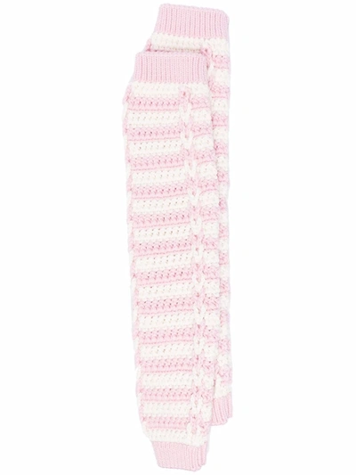 Miu Miu Striped Knitted Socks In Neutrals