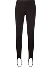 Ganni Ribbed Stirrups Tencel Leggings In Black