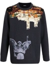 Undercover Patterned Intarsia-knit Wool Jumper In Blue
