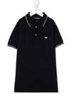 Emporio Armani Embroidered Logo Polo Shirt In 蓝色