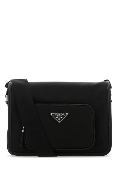 Prada Black Re-nylon And Leather Crossbody Bag Black  Uomo Tu