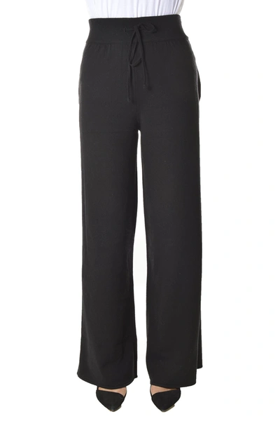 Alberta Ferretti Ribbed Hem Drawstring Pants In Black