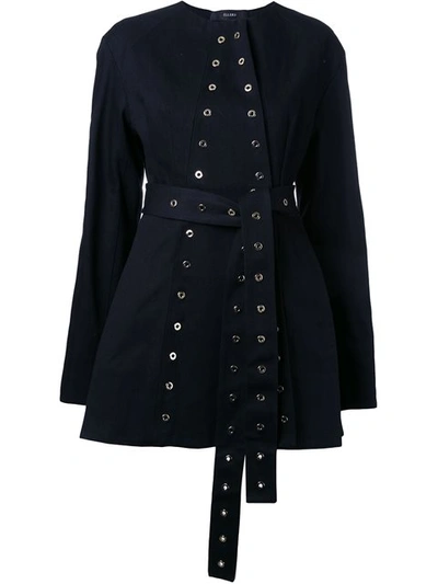 Ellery Eyelet Detail Belted Jacket In Black